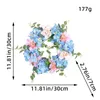 Faux floral verdure de 30 cm Rose bleu blanc Bonne de fleurs brodées 2024 Spring Wedding Party Pâques Décoration du mur artificiel Anneau T240422