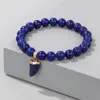 Strand Moda Tigre Olhos Bracelete Mulheres Homens de 8mm Rodas de Pedra Naturais Ametistas Lázuli Lazuli Pingente Bracelers Yoga Jóias de ioga