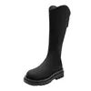 Stivali Cowboy Knight Back Zip Platform Round Toe V Shape Ladies Knee High Stretch Daily Wear Party Fashion Shoes Shoes