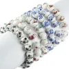 ストランドエレガントなチャイニーズスタイルセラミックビーズブレスレットカラーブルーとホワイトの磁器チャーム女性ジュエリーのための花柄のブレスレット