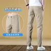 2024 Summer Mens Casual Pants Long Pants Ice Silk Mens Pants Fashion Slim Fit Brocade Cotton Fashion Mens Wear 240412