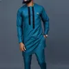 Summer African Mens Traditional Elegant Suits Outfit Dashiki 2Pc Shirt Pants Full Set Designer Clothes Abaya Brand Costume 240417