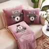 Pillow Crystal Velvet Cute Bear Throw Quilt Dual Use Multi Functional Three In One Office Nap Sofa Back Wholesale