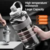Waterflessen 2 liter fles met stro grote draagbare reissport fitness cup zomer koude tijdschaal