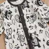 Één-stuks lente en herfstjongens en meisjes schattige cartoon dieren overal over print katoen comfortabel wrap voeten lange mouw baby bodysuit