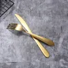 Gold Cutlery Set Spoon Fork Knife Spoons Frosted Stainless Steel Food Western Tableware tool