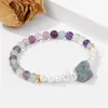 Strand Healing Raw Natural Stone Bracelet For Women Fluorite Stretch White Pearl Bangle Exquisite Jewelry Female Male