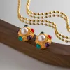 Boucles d'oreilles Stud Huanqi Vintage Pierre colorée C Forme Imitation Perles Hingestone Géométrique pour femmes bijoux Rétro français