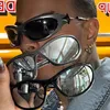 Lunettes de soleil y2k quatre étoiles pointues uv400 Fashion Sun Glasses Kpop Punk Eyewear Protection Shades Eyeglass Silver Flake Weets