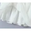 Повседневные платья йенкей женщин цветочная вышивка хлопка белое мини -платье сексуальное с низкой талией квадратная шея женская рукавица летняя короткая одежда