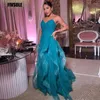 Party Dresses Fivsole Green A-line Prom 2024 Ruffles Tulle Pleat Evening Sexy V-neck Saudi Arabia Women Formal Gowns