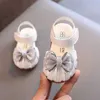 Sandalet Yaz Bebek Kızlar Sandalet Bowtie Moda Pembe Prenses Toddler Ayakkabı Yumuşak Sole Bebek Ayakkabıları 0-3 Yıl Enfant Fille 240423