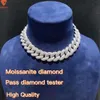 18mm 925 Sterling Silver Cuban Necklace Moissanite Diamond Iced Out Diamond Gold Color Miami Cuban Chain