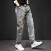 Men's Jeans Carp Embroidered Jeans Men Streetwear Denim Pants Fashion Ripped Jeans Pants Plus Size 40 41 Trousers Male Bottoms 240423