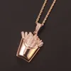 Creative and Fashionable Fashion Accessories, New Paper Bags, French Fries, Hip-hop Pendant Necklace, Full of Zircon Chips