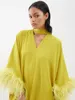 Vestidos casuais vestido de noite amarelo sólido para mulheres, decote em vasia de outono, mangas longas de batwing