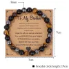 Strands Family Bracelet Natural Stone Bead Bracelet With Card Prayer Lucky Jewelry Gift For Mom Father Lover Wife Cat Eye Stretch Bangle