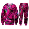 Herrspårar Hoodie Set Män Fashion Pink Snakesskin Goth Hip Hop Hoodies Pants Casual Jogger Suit Tracksuit Baseball Zippe Jacket