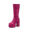 Boots Blxqpyt Zapatos de Mujer 2024 Женские леопардовые печатные издания круглой ноги на каблуках Party Goth Ladies Plus Size 34-50 33-70