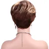 Pixie Cut Human Hair Wigs For Women Brown Curly Short Bob Full Machine Made Wig P4/27 Glueless Brazilian Virgin Hair Wigs