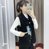 Vêtes pour femmes au printemps automne de mode coréen manteau rétro femelle rétro de denim 2024 manteaux sans manches de couleur unie