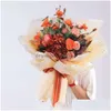 Wrap 20st/Lot Bouquet Gift Flower Paper Korean Style Color Waterproof Alphabet Rim 58x58cm Drop Delivery Home Garden Festive Party DH3XO