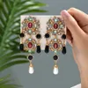 Dangle Chandelier Bohemian Luxury Vintage Imitation Pearl Decor Decor Marrings for Women Fashion Agute Arth Dister Accessories D240323