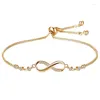 Link Bracelets Fashion Personalidad 8 Palabras Micro-set de pulsera ajustable llena de diamantes Números de suerte