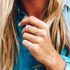 Cluster ringen Huitan minimalistische ovaalvormige vinger voor vrouwen 3 metalen kleuren dagelijks slijtage hiphop meisjes mode veelzijdige sieraden