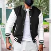 Herrenjacken Farbe Block Varsity Jacke Casual Baseball Coat normaler Fitcollege Hipster Windbreaker für den Frühling Herbst