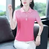 Dames Polo's Samen Ice Silk T Shirts Ladies Fashion Gradiënt Kleur Polo Hoogwaardige tops T-shirts Anti-Pilling Pulover-T-stukken