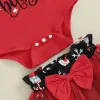 Set principessa simpatiche bambine abbigliamento natalizio stampa stampa rotama maniche lunghe gonfine simpatiche fascia da 3pcs 3pcs abito autunno