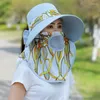 Wide Brim Hats Tea-picking Sun Fashion Women Cover Face Foldable Panama Hat Outdoor Men Breathable Anti-uv Bucke Cap