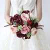 Dekorativa blommor brudbuketter för bröllop konstgjord rosblomma bukett brud brudtärna håller tjej