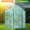 Greenhouse para o ar livre com janelas de tela ohuhu Walk in Plant Greenhouses Durable Durable PE Cover 3 camadas 12 prateleiras 240415