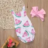 One-Pieces Citgeett Summer Newborn Baby Girl Bodysuit Clothes Sleeveless Watermelon Backless Jumpsuit +Headband 2PCS Outfits Sunsuit