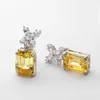 OEVAS VINTAGE 100 ٪ 925 Sterling Silver Emerald Cut Created Gemstone Drop Drop Action Arrings Fine Jewelry Wholesale 240419