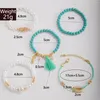 Strand Bohemian Tassel Shell Bracelet For Women Charm Pearl Green Stone Seahorse Pineapple Ajustable Jewelry 5pcs/set 26109