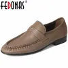 Casual Shoes FEDONAS Women Pumps Low Heels Genuine Leather Basic Round Toe Pleated Soft Comfortable Working Woman Spring Summer