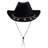 Berets Men Women Casual Filter Cowboy Hat With Rhinestones Butterfly Chain Music Festival Party Breide Rig Cowgirl For Club Stage Show