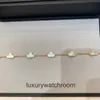 High -end sieradenarmbanden voor Vancleff dames v goud vier bladgras vijf bloemarmband dames dikke platen 18k rose goud geavanceerd wit fritillaria rode chalcedo