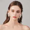 Clip per capelli pettine da sposa floreale in ceramica con orecchini in oro donna gioielli fatti a mano per il ballo di spina fatta a mano.