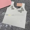 Crystal Butterfly Top Women Stretch Tanks Top Casual Style Knits T Shirt Designer Sleeveless Tees