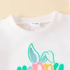 衣類セット幼児の女の子のイースター服ハッピーレタープリントタッセルヘム短袖Tシャツ卵ベルボトム