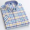 6xl 7xl 2024 Summer Mens Shirt Spaid à manches courtes Stripes à plaid 100 coton Oxford Slim Business Casual Taille 240419