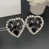 Women Fashion Earrings Jewelry White Gold Color Bling Clear Black CZ Crystal Heart Earrings Clips On For Women Party Wedding Designer Earrings