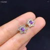 Stud Earrings Gift Natural And Real Amethyst Earring 925 Sterling Silver