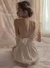 Effielle Light Luxury French Princess Ice Silk Sleeping Dress Deep V Pure Wind Sexy Temptation Lingerie 6077