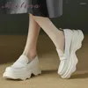 ドレスシューズMeotina Women Loafers本革の太いかかとのポンプ