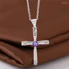 Anhänger Klassische Charms 925 Sterling Silver Cross Anhänger Kristall Halskette für Frauen Weihnachtsgeschenke Luxur Party Hochzeit Schmuck